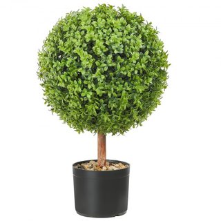 Árboles Topiarios Artificiales de Buxo, 24 pulgadas de altura (2 piezas), planta topiaria falsa en forma de bola con macetas, planta verde falsa con hojas reemplazables y puerto para decoración in...