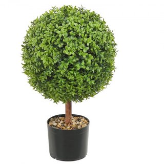 Árboles Topiarios Artificiales de Buxo, 24 pulgadas de altura (2 piezas), planta topiaria falsa en forma de bola con macetas, planta verde falsa con hojas reemplazables y puerto para decoración in...
