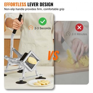 Cortadora de Verduras Comercial, Cortadora de Frutas de 3/8 de pulgada, Máquina Cortadora de Verduras de Acero Inoxidable y Aleación de Aluminio, Cortadora Manual con Pies Antideslizantes, para Rá...