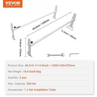 Soporte de Escalera para Techo de Furgoneta, Soportes de Escalera de Aleación de Acero de 2 Barras, Ajustable de 1200-2000 mm, Capacidad de 227 kg, Soporte de Techo Compatible con Furgonetas de Ta...