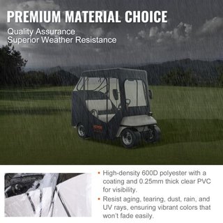 Cubierta para Carro de Golf, Apta para 2 Pasajeros EZGO TXT RXV, Techo Corto de 59", Cubierta de Conducción de Poliéster 600D con Ventanas Transparentes en 4 Lados, Cubiertas para Carros de Golf d...