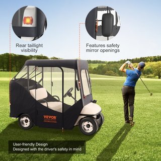 Cubierta para Carro de Golf, Apta para 2 Pasajeros EZGO TXT RXV, Techo Corto de 59", Cubierta de Conducción de Poliéster 600D con Ventanas Transparentes en 4 Lados, Cubiertas para Carros de Golf d...