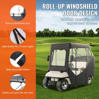 Cubierta para Carro de Golf, Apta para 2 Pasajeros EZGO TXT RXV, Techo Corto de 59", Cubierta de Conducción de Poliéster 600D con Ventanas Transparentes en 4 Lados, Cubiertas para Carros de Golf d...