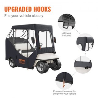 Cubierta para Carro de Golf, Apta para 2 Pasajeros EZGO TXT RXV, Techo Corto de 59", Cubierta de Conducción de Poliéster 600D con Ventanas Transparentes en 4 Lados, Cubiertas para Carros de Golf d...