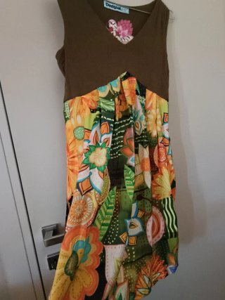 Vestito floreale marrone multicolore