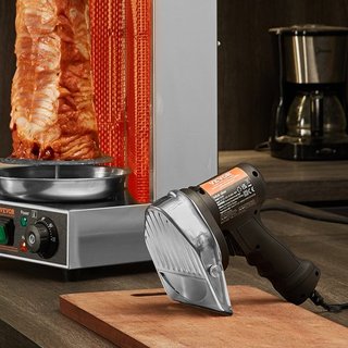 Cuchillo de Shawarma Eléctrico, Cuchillo Profesional Turco para Kebab de 80W, Cortador de Gyro de Acero Inoxidable Comercial, Cortador de Carne de Doner Kebab con 2 Cuchillas, Diámetro de Cuchilla...