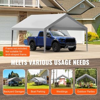 Cubierta de Reemplazo para Carport 13 x 20 pies, Carpa de Refugio Superior para Garaje, Lona Resistente al Agua y Protegida contra UV, Instalación Fácil con Bungee de Bola, Gris (Solo Cubierta Sup...