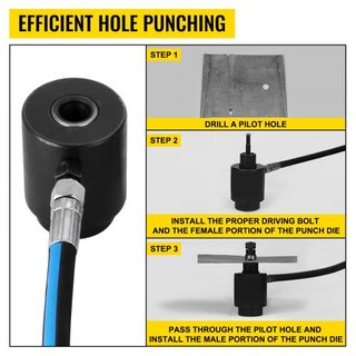 6 Die 10 Ton Hydraulic Knockout Punch 1.3 cm a 5.1 cm Kit de Herramientas Cortador Controlador, Juego de Cortadores de Sierra para Conduit Eléctrico Taladro de Metal