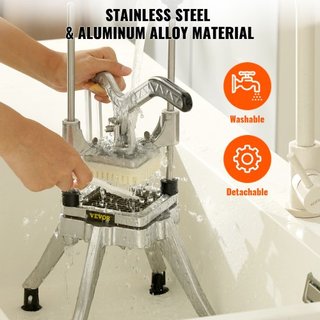 Cortador de Verduras y Frutas Comercial con Cuchilla de 0.64 cm, Dicer Profesional de Alimentos Pesado, Cortador de Papas Fritas Kattex, Cortador de Cebolla de Acero Inoxidable para Tomate, Pimien...