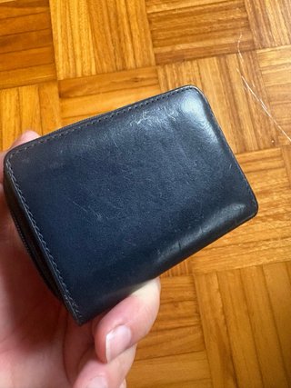 Cartera/Tarjetero Cuero Azul Marino MUJI