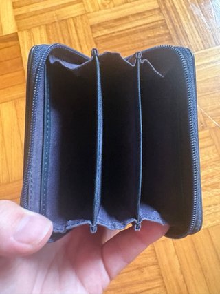 Cartera/Tarjetero Cuero Azul Marino MUJI