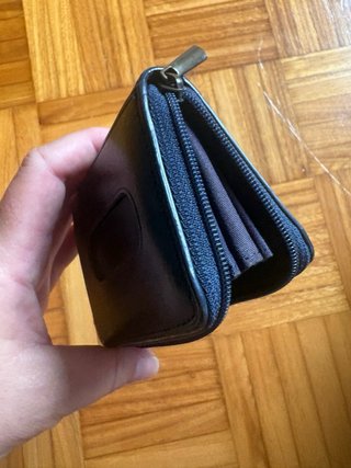 Cartera/Tarjetero Cuero Azul Marino MUJI