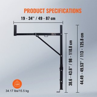 Rack para Camiones, Rack de Escalera para Camiones Extensible de 19-34 pulgadas, Altura Ajustable de 38.6"-43.6", Rack de Escalera de Acero con Capacidad de 250 lbs para Camiones, Rack de Cama de ...