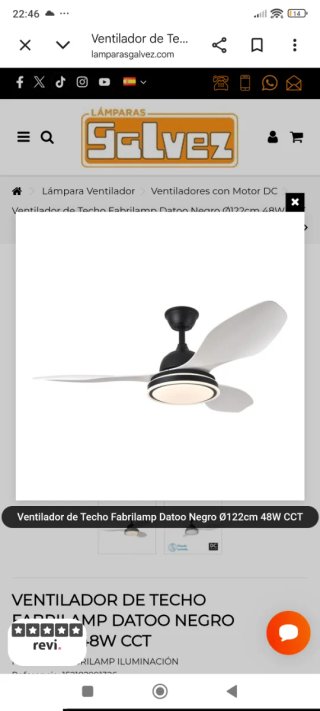 Ventilador de Techo Fabrilamp Negro Ø122cm