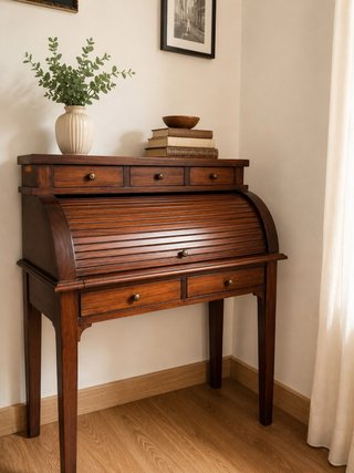 Tocador de persiana de madera maciza con cajones