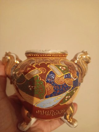 Jarrón antiguo cerámica estilo Satsuma
