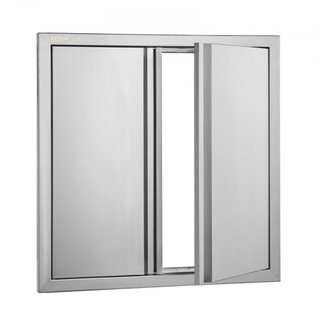 Puerta de Acceso BBQ, Puerta Doble para Cocina Exterior de 610x610 mm, Puerta de Montaje Flush de Acero Inoxidable, Puerta Vertical de Pared con Mangos Rehundidos, para Isla BBQ, Estación de Asado...