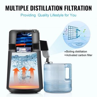 4L Máquina Purificadora de Agua Destilada de Encimera con Interior de Acero Inoxidable