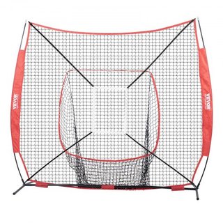 Red de práctica de béisbol y softbol de 7x7 pies, red de entrenamiento portátil para bateo, captura y lanzamiento, equipo de béisbol de respaldo con marco de arco, bolsa de transporte, zona de str...