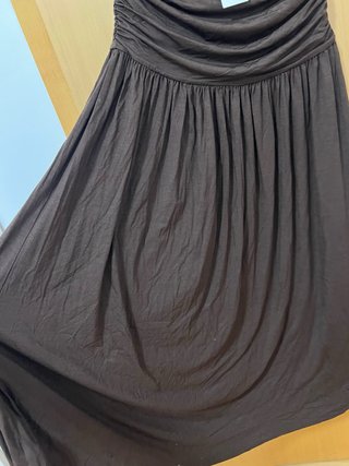 Vestido largo strapless Mango marrón
