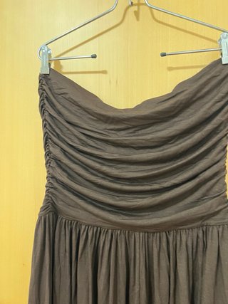 Vestido largo strapless Mango marrón