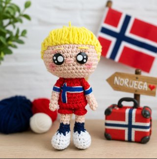Muñeco crochet Haaland Noruega