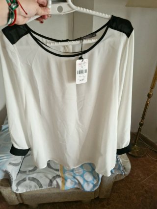 Camisa ONLY WEAR blanca y negra talla L