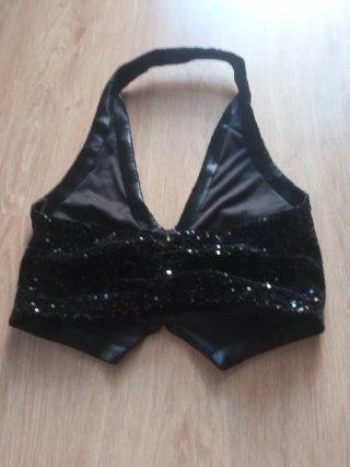 Top lentejuelas terciopelo negro halter