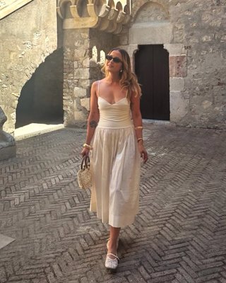 Vestido combinado popelin