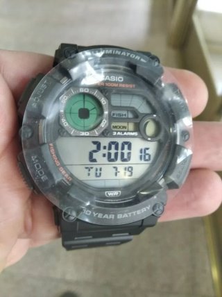 CASIO PESCA, FASES LUNARES, 3 ALARMAS, GRANDE 54MM