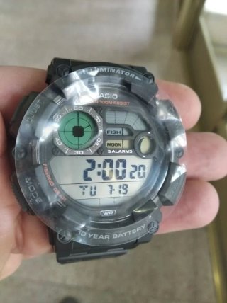 CASIO PESCA, FASES LUNARES, 3 ALARMAS, GRANDE 54MM