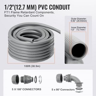Conducto Eléctrico Flexible de PVC a Prueba de Líquidos de 12.7mm (1/2 in) 30.5m No Metálico