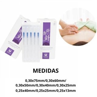 Aguja acupuntura estéril acero inoxidable caja 10
