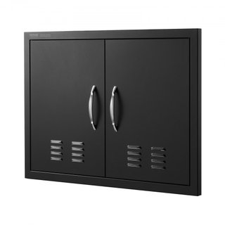 Puerta de Acceso para BBQ, Puerta Doble para Cocina Exterior de 762x533 mm, Puerta de Montaje Flush de Placa Fría, Puerta Vertical de Pared con Manijas y Ventilaciones, para Isla de BBQ, Estación ...