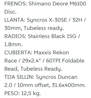 Bicicleta Scott Spark 29" Carbono talla M