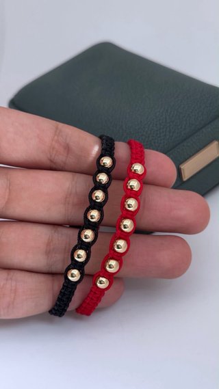 Pulseras Oro Laminado 18k Cuentas Doradas