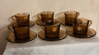 Juego 6 Tazas desayuno Duralex Ondas Marrón