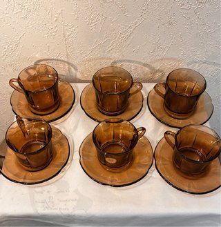 Juego 6 Tazas desayuno Duralex Ondas Marrón