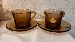 Juego 6 Tazas desayuno Duralex Ondas Marrón