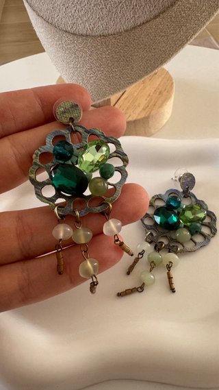 Orecchini pendenti vintage verdi donna