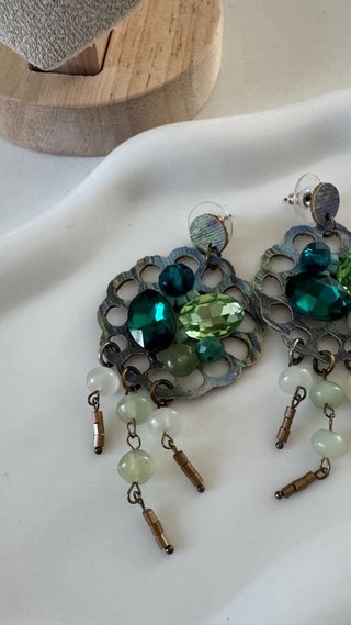 Orecchini pendenti vintage verdi donna