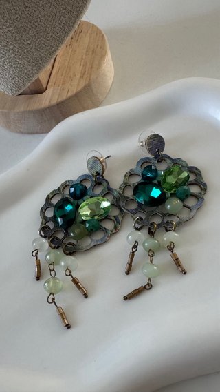 Orecchini pendenti vintage verdi donna