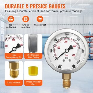 Kit de Prueba de Presión Hidráulica, 250/400/600bar, 3 Manómetros 11 Acoplamientos de Prueba 3 Mangueras de Prueba, Conjunto de Manómetro Hidráulico para Excavadora con Estuche Portátil para Excav...