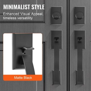 Juego de Manijas de Doble Puerta, Palanca de Puerta Arqueada en Negro Mate, Juego de Manijas de Doble Puerta Frontal con Palanca Reversible, Juego de Cerradura de Doble Puerta de Alta Resistencia ...