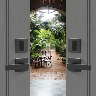Juego de Manijas de Doble Puerta, Palanca de Puerta Arqueada en Negro Mate, Juego de Manijas de Doble Puerta Frontal con Palanca Reversible, Juego de Cerradura de Doble Puerta de Alta Resistencia ...