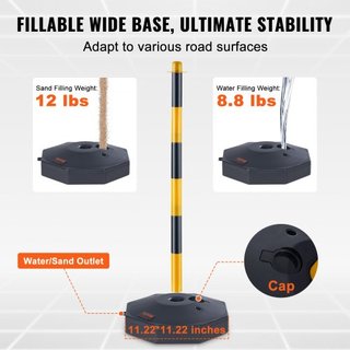 Conos de Delineador de Tráfico Ajustables, Paquete de 6, Barrera de Delineador de Seguridad de Tráfico con Base Rellenable y Cadena de 2.44 m, para Control de Tráfico, Advertencia, Construcción de...