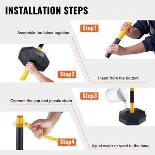 Conos de Delineador de Tráfico Ajustables, Paquete de 6, Barrera de Delineador de Seguridad de Tráfico con Base Rellenable y Cadena de 2.44 m, para Control de Tráfico, Advertencia, Construcción de...