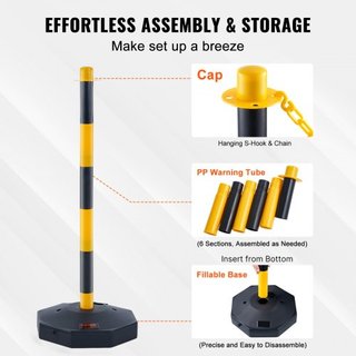 Conos de Delineador de Tráfico Ajustables, Paquete de 6, Barrera de Delineador de Seguridad de Tráfico con Base Rellenable y Cadena de 2.44 m, para Control de Tráfico, Advertencia, Construcción de...
