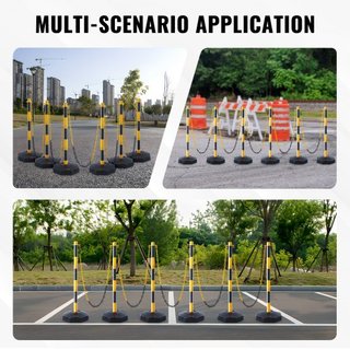 Conos de Delineador de Tráfico Ajustables, Paquete de 6, Barrera de Delineador de Seguridad de Tráfico con Base Rellenable y Cadena de 2.44 m, para Control de Tráfico, Advertencia, Construcción de...