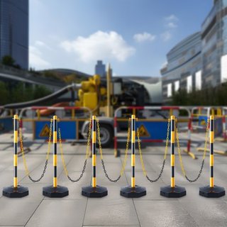 Conos de Delineador de Tráfico Ajustables, Paquete de 6, Barrera de Delineador de Seguridad de Tráfico con Base Rellenable y Cadena de 2.44 m, para Control de Tráfico, Advertencia, Construcción de...